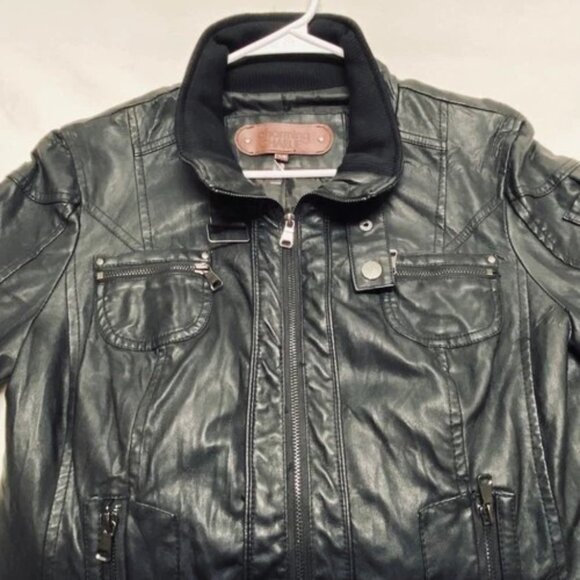 Charming Charlie Faux Leather Moto Jacket Women's Large Black Full Zip (Read) - Picture 14 of 14